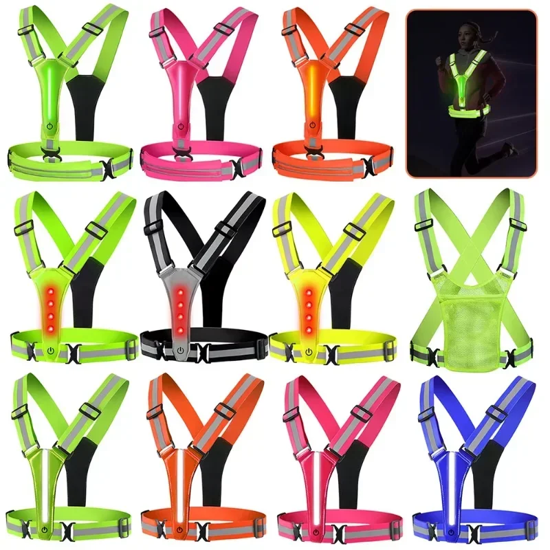 Running Gear Night - سترة عاكسة للضوء مزودة بإضاءة LED،